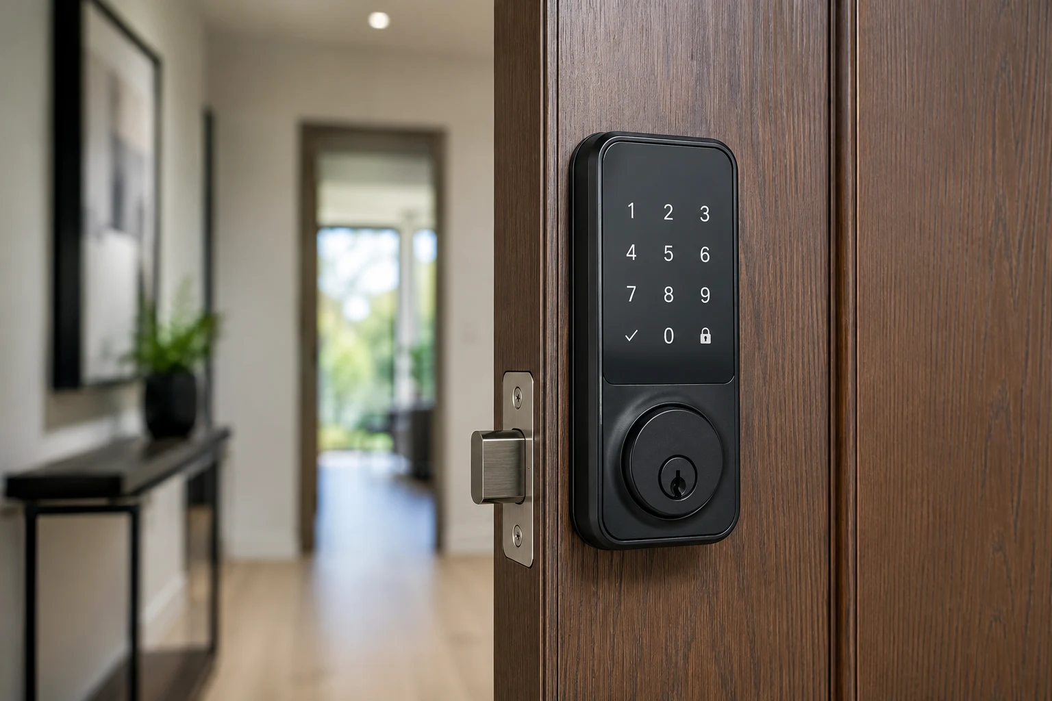 Chytrý zámek s číselným kódem na vchodových dveřích apartmánu