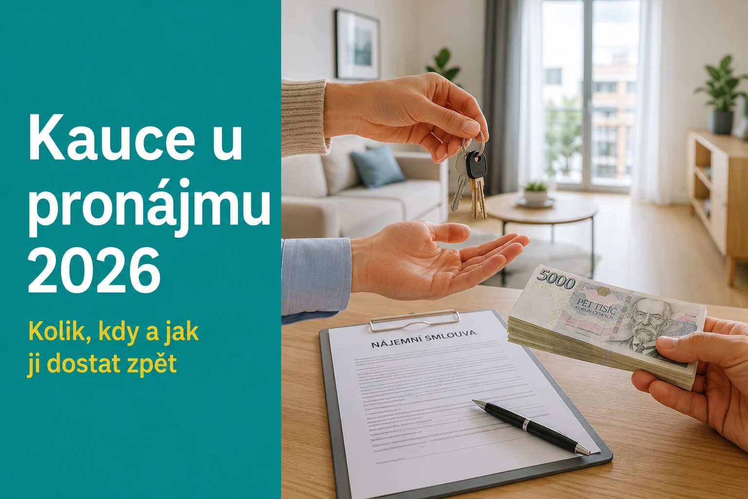 Kauce u pronájmu 2026: výše, vrácení a úroky (kompletní průvodce)