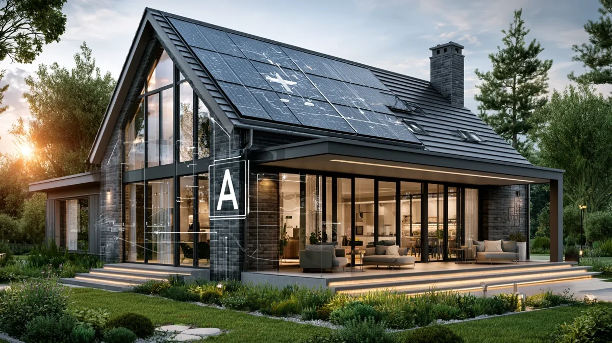 Výměna oken a zateplení fasády rodinného domu, dělník instaluje nové plastové okno, zlepšení energetické třídy budovy
