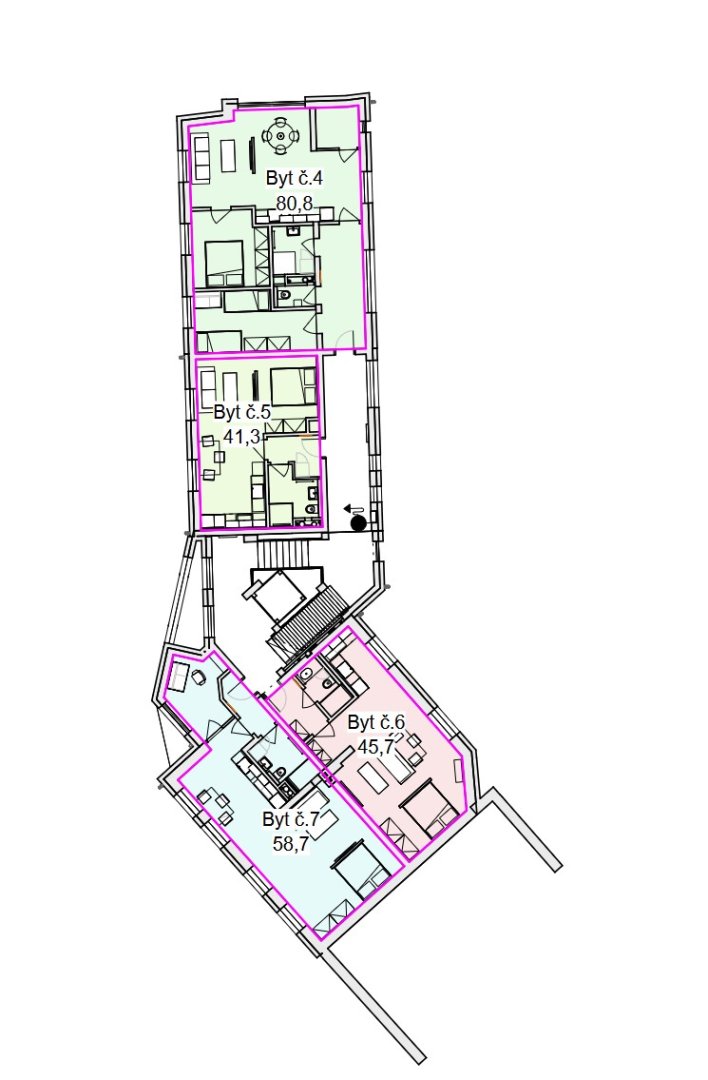 Prodej nového bytu 3+kk, 80,8 m², parkovací stání a sklep, centrum Dobřan — foto 11