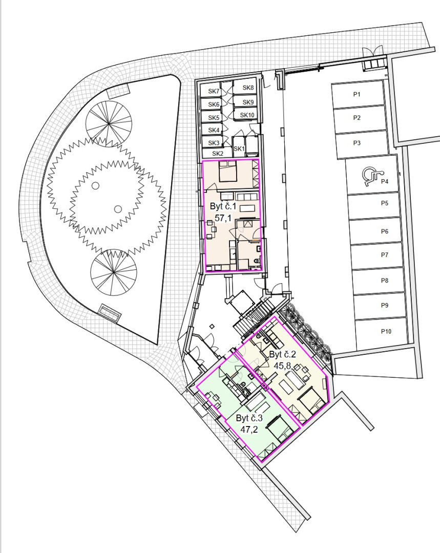 Prodej nového bytu 3+kk, 80,8 m², parkovací stání a sklep, centrum Dobřan — foto 13