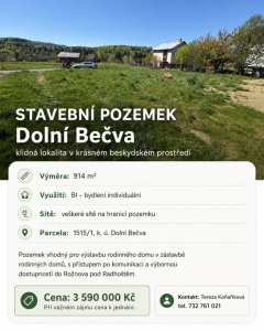 Stavební pozemek na prodej - Dolní Bečva